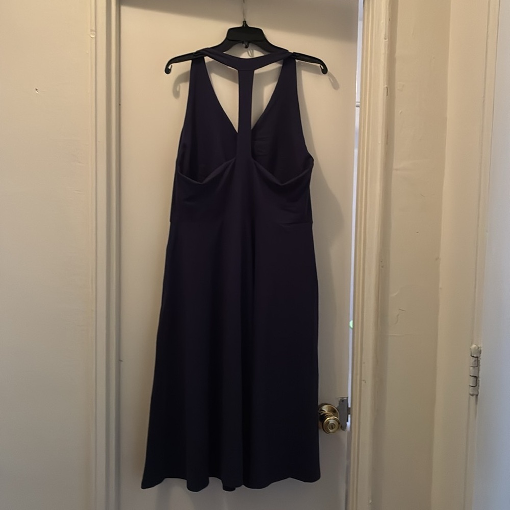 Pact Women's Eclipse Purple Fit & Flare Gathered Halter Dress - Picture 10 of 11